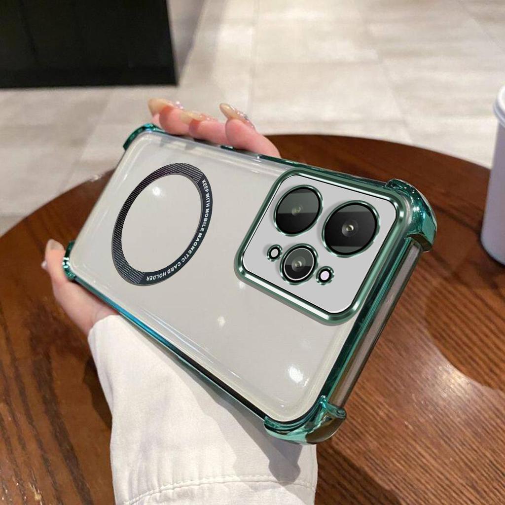 Case for Realme 15 5G,15 Pro 5G Clear Magnetic Casing Electroplated Lens Frame Phone Cover