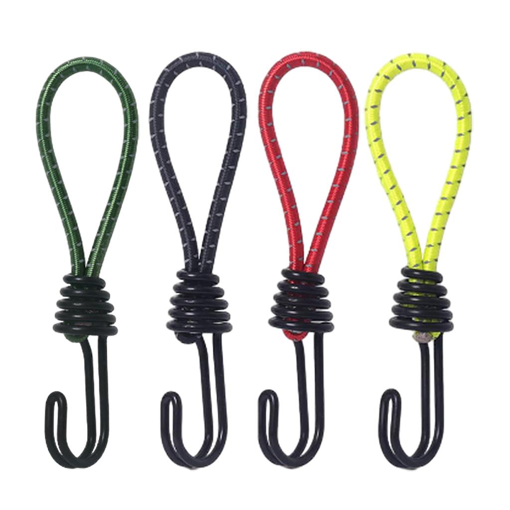 10Pcs Bungee Cords with Hooks Metal Shock Cord Hook Tent Elastic Rope Stretch Strap Set for Tarpaulins Camping Cover