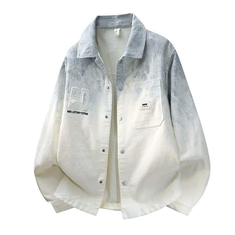 Nouvelle chemise décontractée ample polyvalente Printemps Automne Mode Homme Tie-dye Dégradé Couleur Manches Longues
