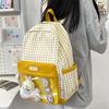 Girls Color Block Backpack Primary School Student Schoolbag Plaid Printed Small Backpack Travel Bag