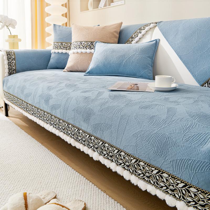 Chenier Sofa Cushion, All-season Universal Matcha Style Sofa Cover, New Light Luxury High-end Backrest Cover Cloth Towel