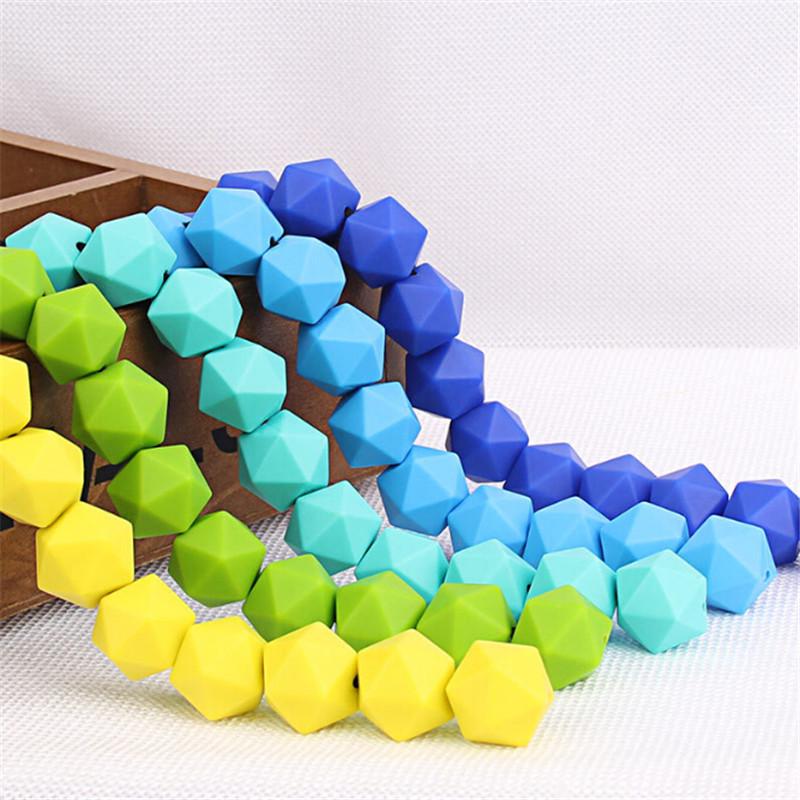 5pcs Baby Nursing Teether Silicone Octagonal Beads Chew DIY Jewelry Teether Toy