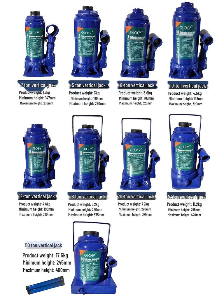 Hand-Operated Car Hydraulic Jack: 5-50 Ton Capacity for Tire Repair