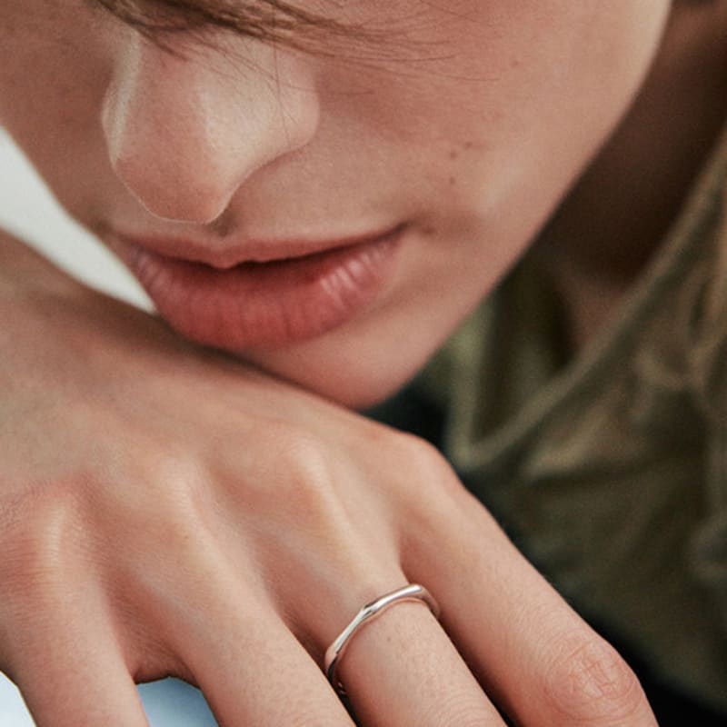 green [925 silver] Five.silver.229 / strand layered ring