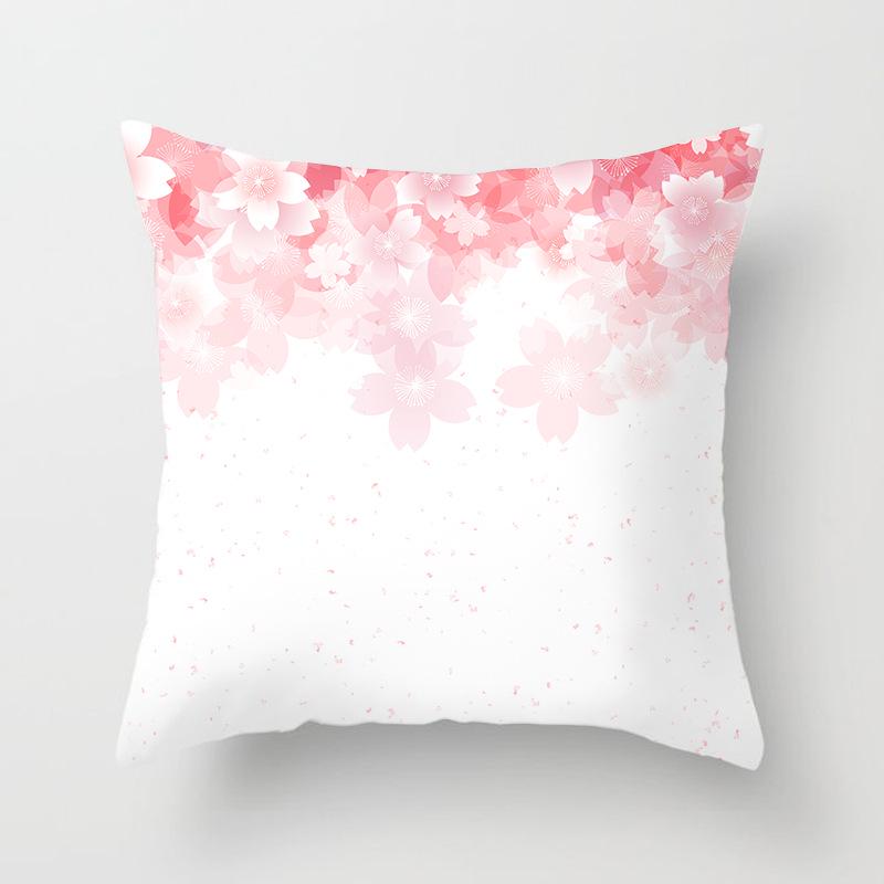Peach Leather Velvet Fresh Pink Flower Pillowcase Home Sofa Pillow Cushion Cover Core-free