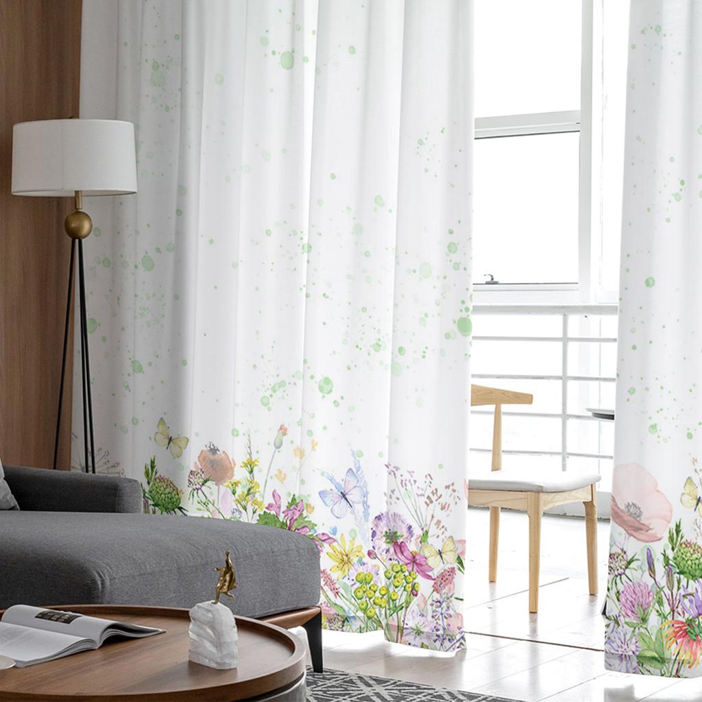 Frühlingsblumen Chrysantheme Voile Transparente Vorhänge für Wohnzimmerfenster Chiffon Tüll Vorhang Küche Schlafzimmer Drapierungen Heimdekor