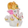 White Resin Lord Ganesha Idol with Golden Mukut| Lord Ganesha Idol for Home Decor Office Car Dashboard| Ganesha Statue for Puja Room