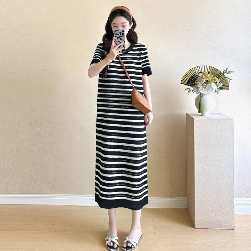 2026 Summer Loose Hollow Maternity Maxi Dress with Ice Cool Design L