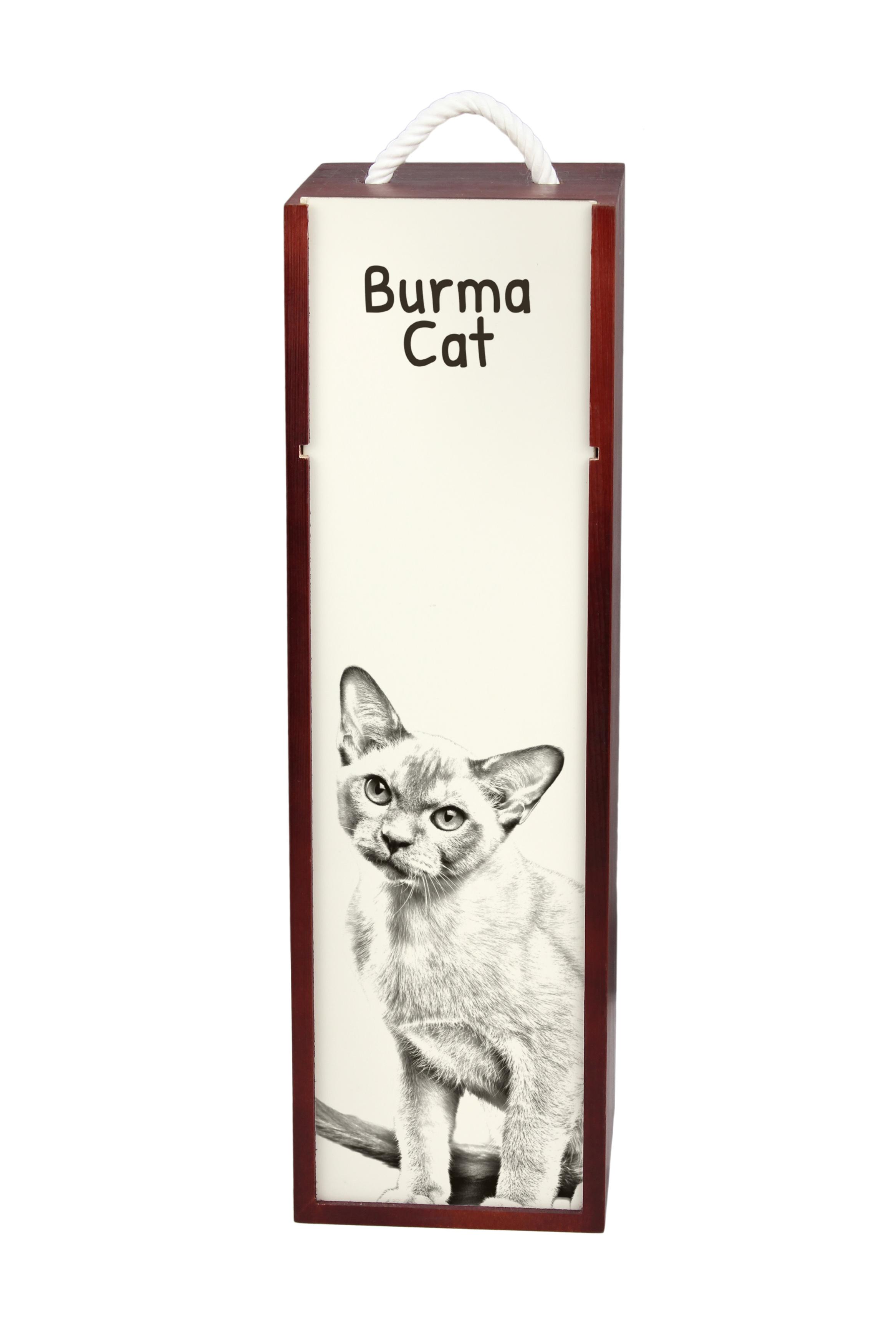 

Burmese cat - wine box with a cat, alcohol box with graphics, personalized gift box from the Art-Dog brand