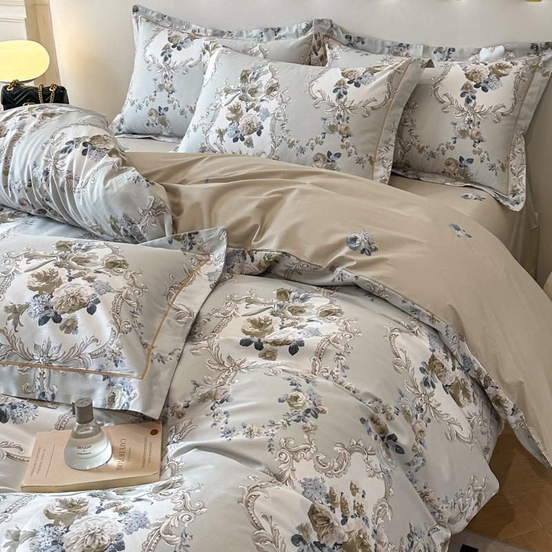 3 Piece Egyptian Cotton Bedding Set with 1 Duvet Cover and 2 Pillowcases Printed Soft Breathable Skin Friendly Comfortable