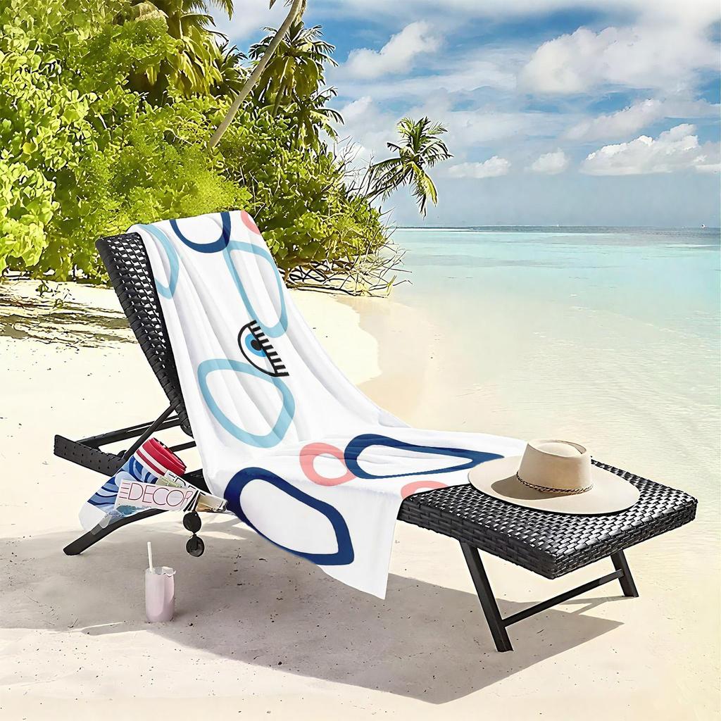 1pc Abstract Eye Design with Colorful Shapes 2D Printed Microfiber Beach Towel, quick dry super absorbent. Great for beach, pool