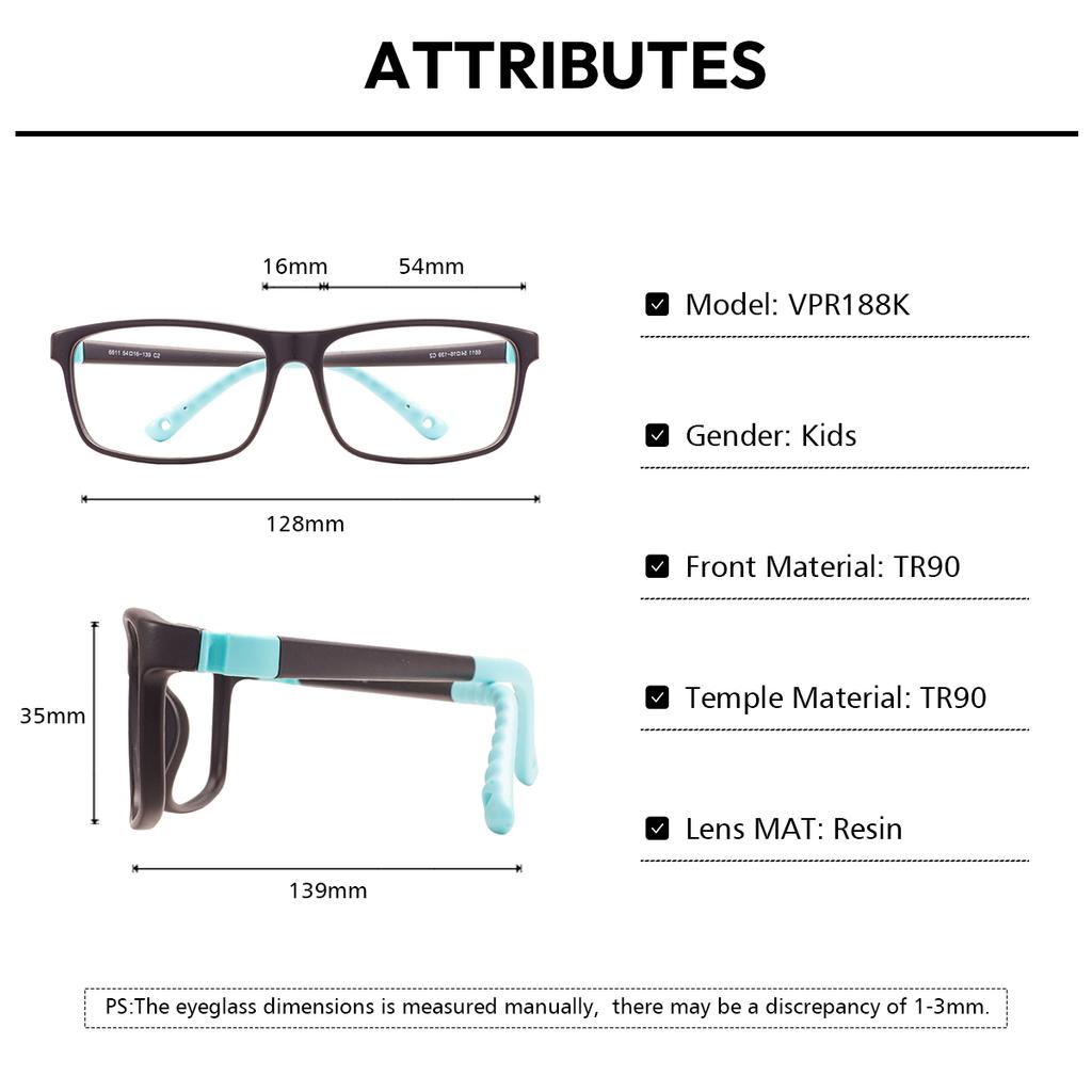 Ultralight TR90 Kids Boys Rectangular Full Rim Flexible Prescription Glasses Girls Plastic Square Children Optical Glasses
