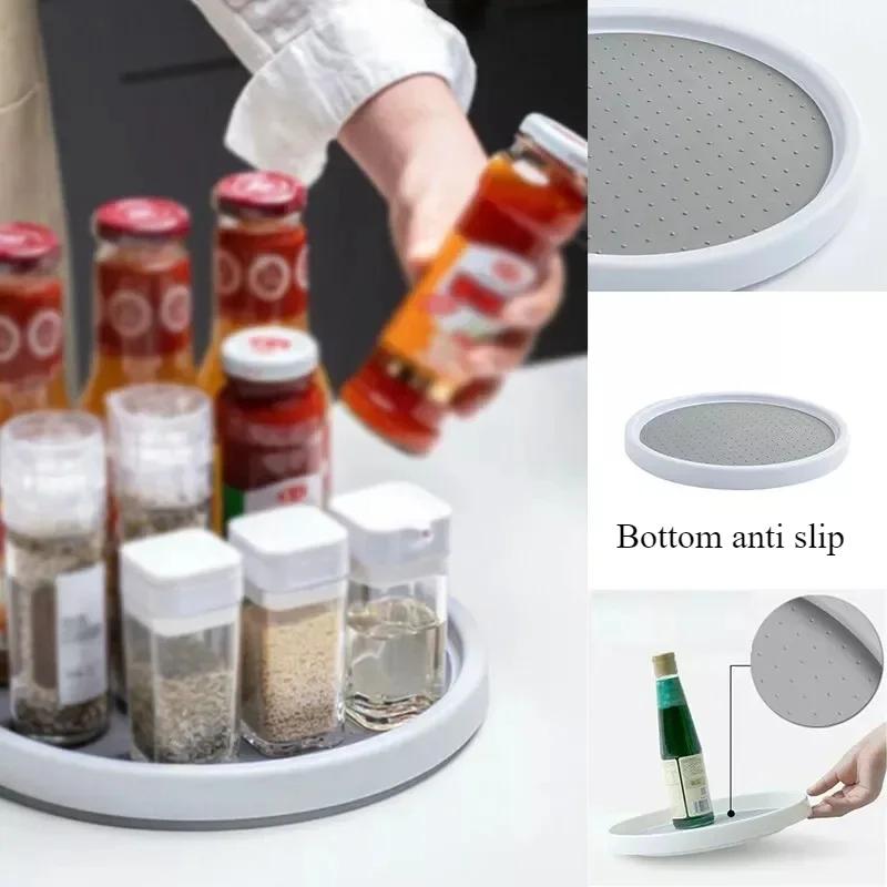 Multi Purpose Storage Tray 360 Degree Rotating Spice Organizer Non-Slip Turntable Shelf Storage for Kitchen Cabinet Condiment