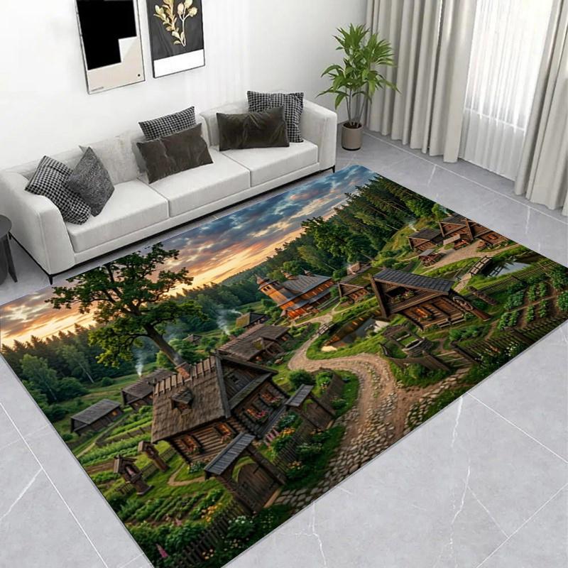 Wild Horses Ocean Wave Area Rug, Dramatic Sunset Living Room Carpet, Non-Slip Soft Floor Mat for Nature Lover