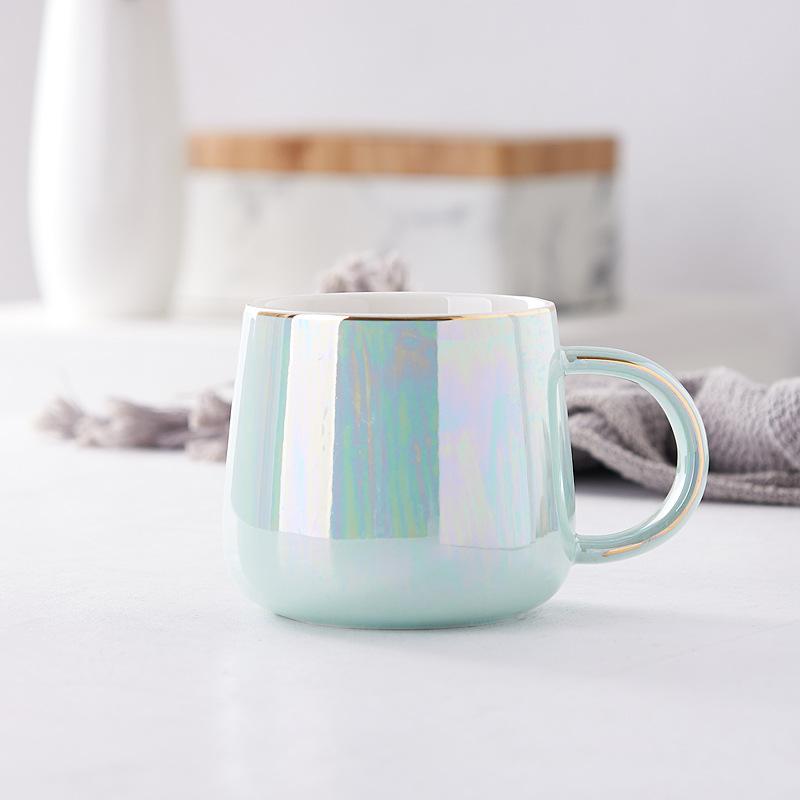 High-Value Ceramic Water Cup With Lid And Spoon, Household High Temperature Resistant Office Small Fresh And Simple Wind Cup
