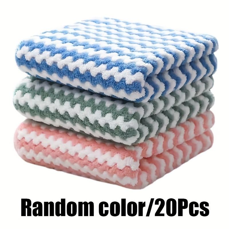 

20pcs Coral Fleece Dish Cloths - Non-Oily, No Shedding, Multi-Purpose Kitchen and Home Cleaning Pads, Electricity Not Required