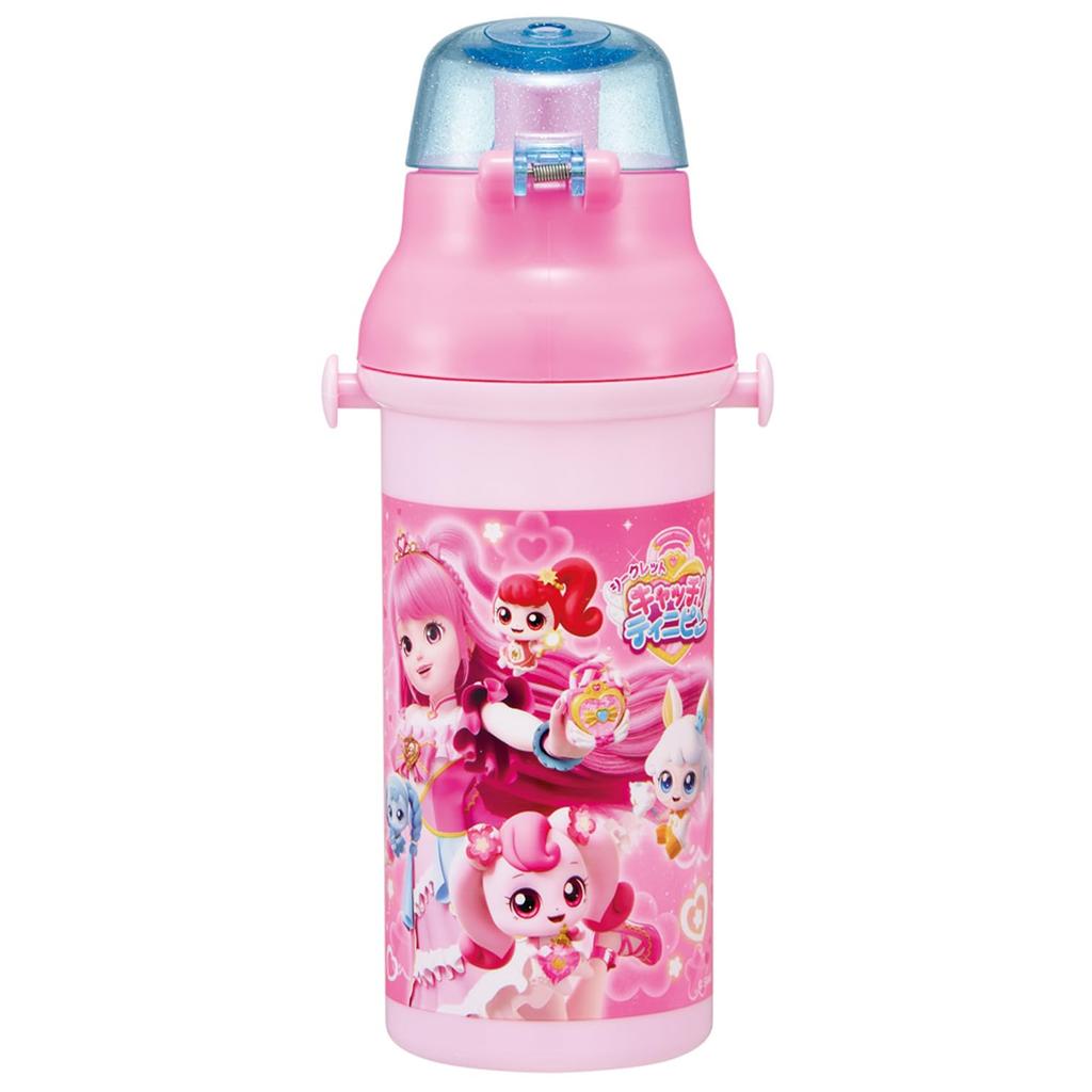 Skater Water Dishwasher Made in Secret Kids' Direct-Drink Bottle, Plastic, 480ml, One-Push Open/Close, Safe, Japan, Catch! Tinipin, Girls' PSB5SAN-A