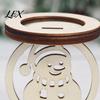 Small Candle Display Stand 3Pcs Christmas Wooden Holder, Detachable Tealight with Hollow Solid Wood Votive Carved Snowman/Bell/Candle Patterns, Rustic