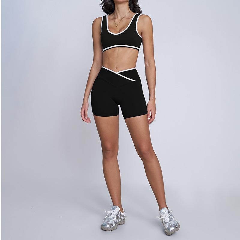 JYL Cross High Waist Set Contrast Naked Backless Vest Outfit M электрические голубой