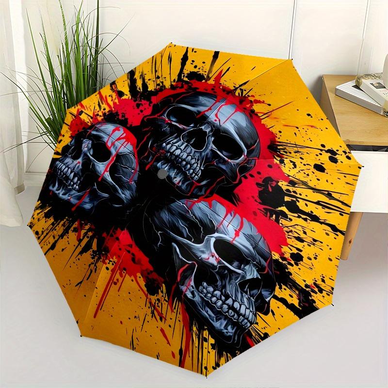 

Skulls, Abstract Art Theme 8 Bone Hand Automatic Folding Fashion umbrella, Compact and Portable Design, A Perfect Gift for Birthday, Christm