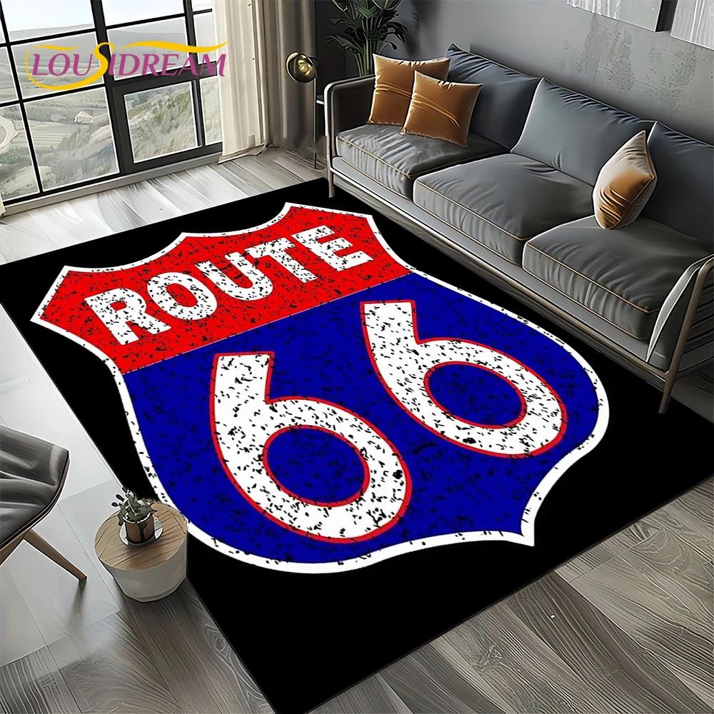 Route 66 Retro America Historic Mother Road,mãe EstradaCarpet Rug for Living Room Bedroom Home Sofa,Area Rug Non-slip Floor Mat