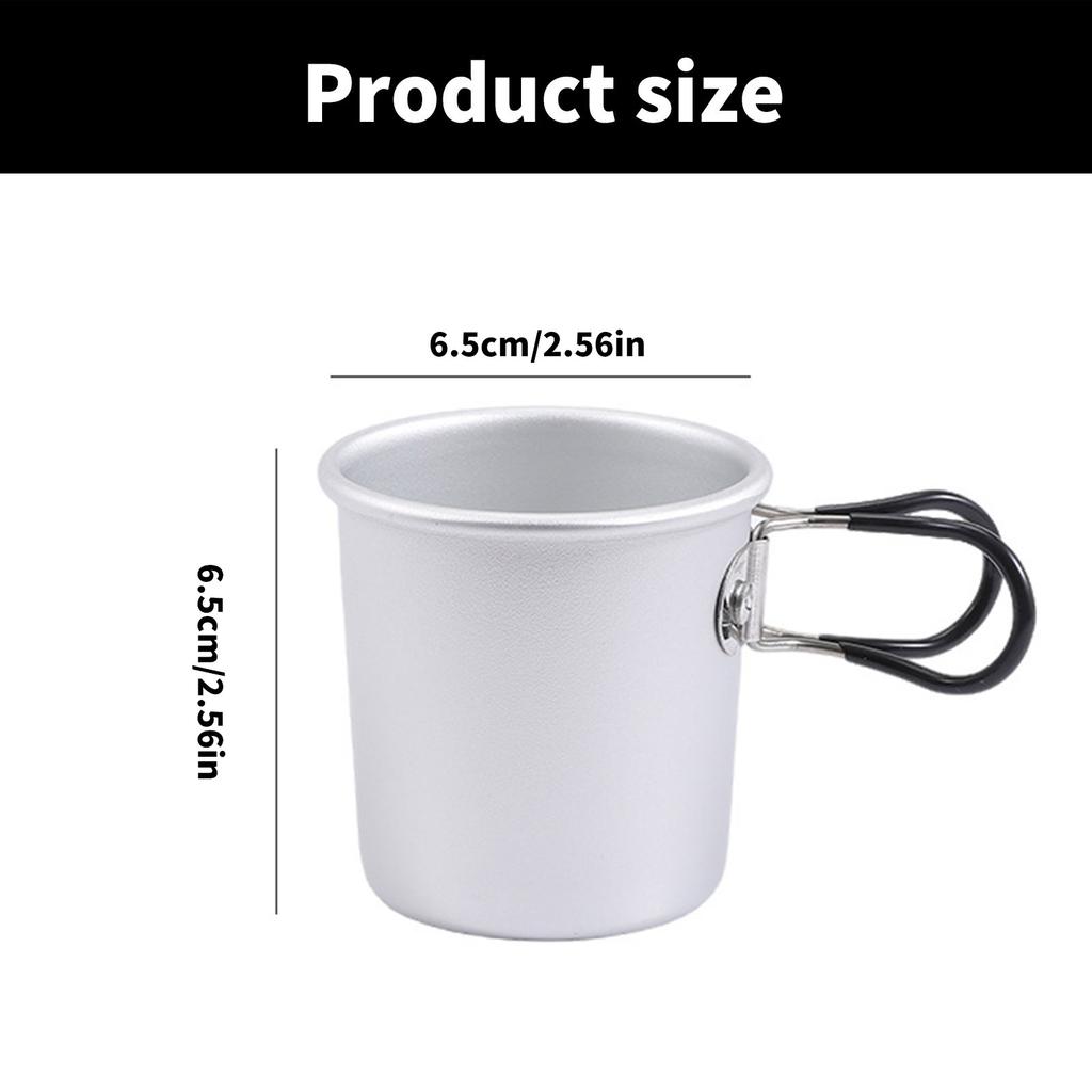 Aluminum Alloy Drink Cup Camping Picnics Coffee Mug Tableware with Folding Handle Travel Cup Cooking Equipment Enduring