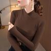 Double-sided Threaded Semi-high Neck Slim-fit Warm Base Layer Top for Women - Autumn/Winter Long-sleeve T-shirt