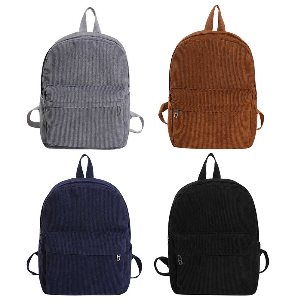 

Corduroy Shoulder Bag Large Capacity Vintage Handbags Solid Color Fashion Backpack Soft for Office Travel School Korean BackPack