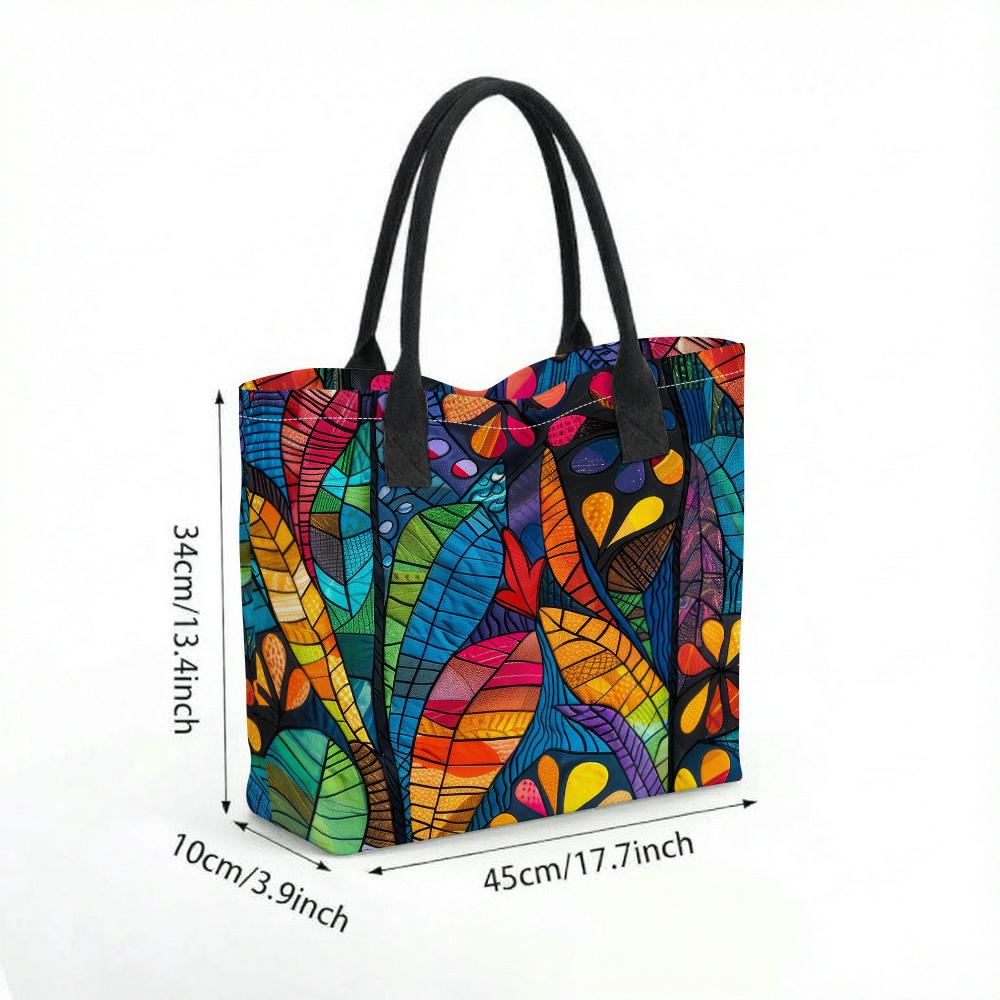 Colorful Boho Print Tote Bag Large Capacity Casual Shoulder Handbag for Daily Use