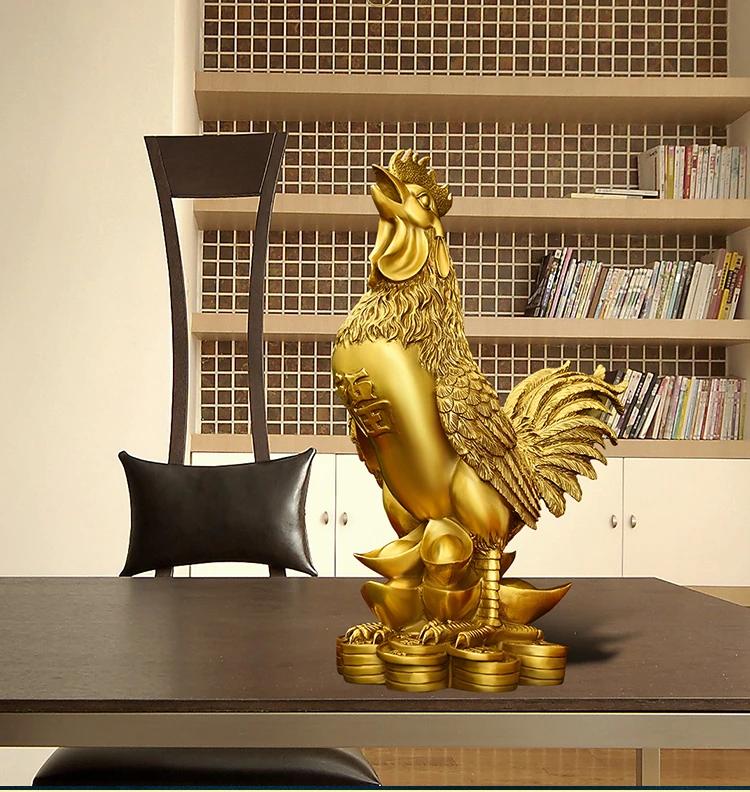 Copper Rooster Ornament Fortune Animal Chicken Money Yuanbao Home Entryway Desktop Decor Sculptures