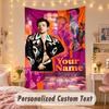 Tapeçaria Personalizada Customizada, Estampa Harry Styles Texto com Nome Personalizado Arte de Parede Pendurada para Quarto