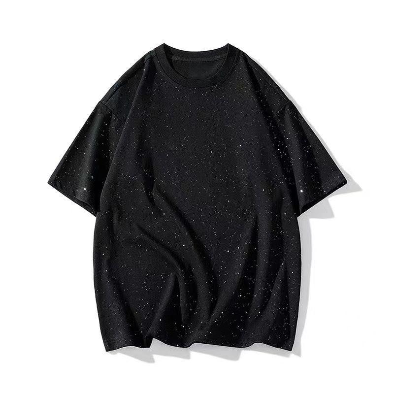 

Men s 2026 Summer Trendy Loose Short Sleeve Star T-shirt for Couples 3XL чёрный