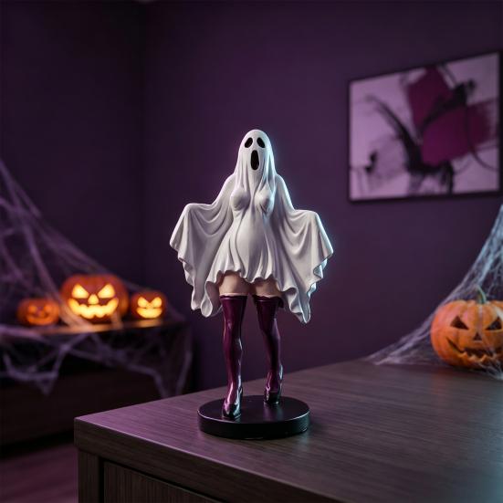 Creative Ghost Statue for Birthday Souvenir Gothic Lady Sculpture, Halloween Resin Shrouded Woman Figurine, Mythical Cute Sculpture Secret Room