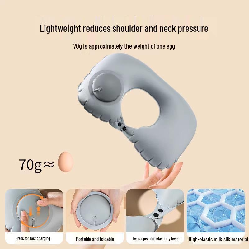 Inflatable U-shaped Neck Support Pillow for Travel - Portable and Press-type for Car & Airplane Comfort