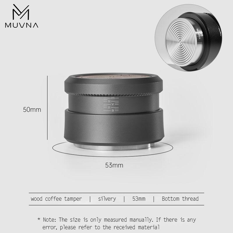 MUVNA Espresso tamper V2, pomalu se vracející kávový tamper s nerezovou vlnitou základnou pro portafiltry 51 mm / 53 mm / 58 mm