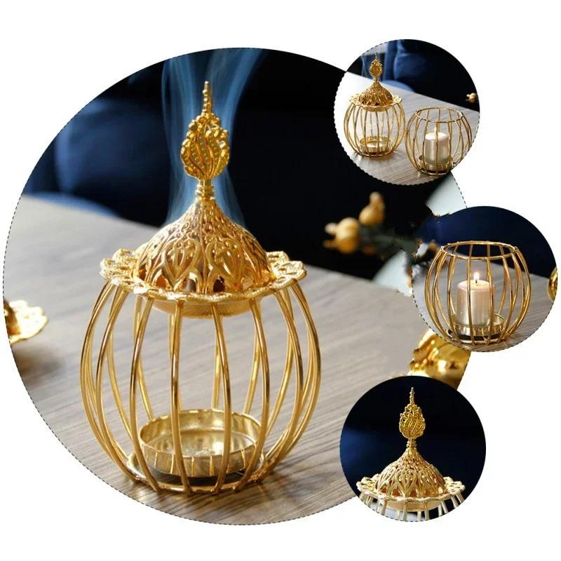 Arabian Gold Incense Burner Gold Iron Candlestick Creative Home Model Essential Oils Aromatherapy Lamp Home Decoration