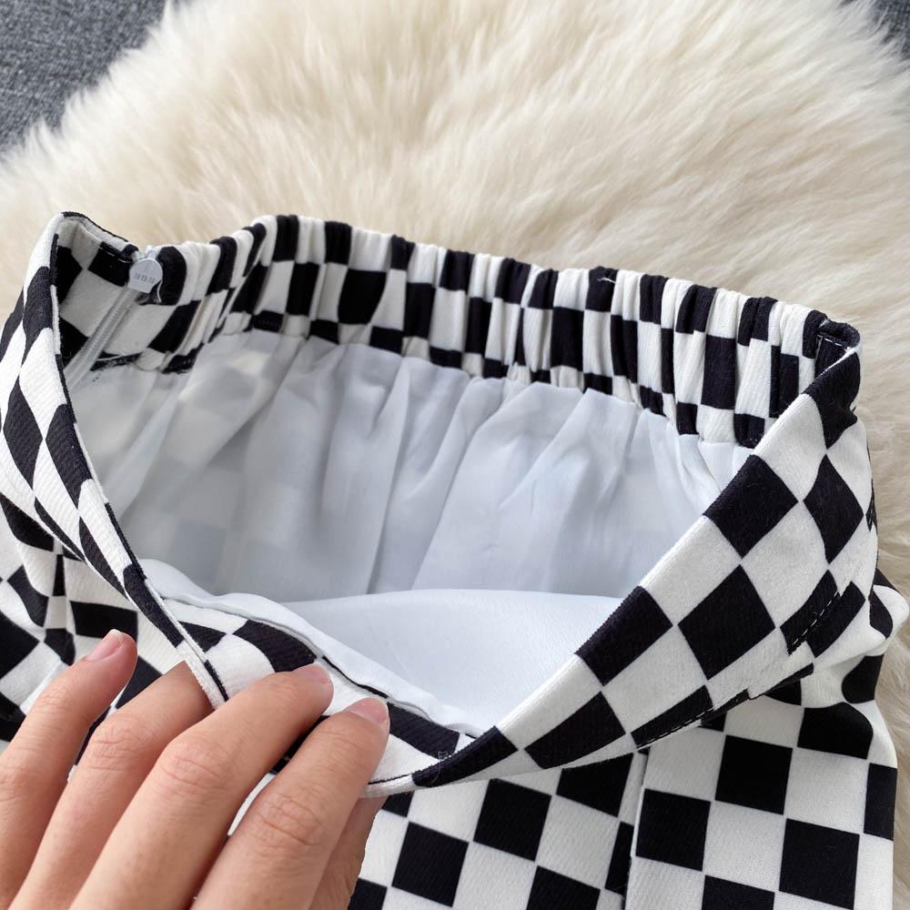 Plaid Skirt Women's Spring And Summer Niche Split One-Step Skirt Medium Long High Waist A-Shaped Hip Wrap Skirt