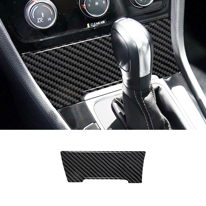 1PC Real Carbon Fiber Car Center Console Cigarette Lighter Panel Stickers For Volkswagen Golf 7 2014-2019 Interior Accessories