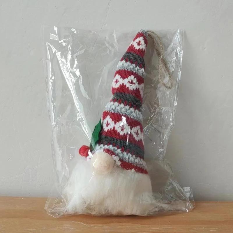 Christmas Decoration Holiday Knitted Hat with Light No Face Doll Pendant Atmosphere Decoration Glow Old Man Small Doll Pendant