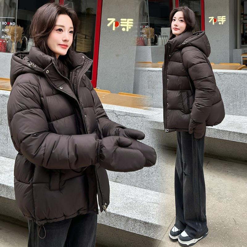 Large twill hooded cotton-padded clothes women's belt waist medium and long distribution physical stall