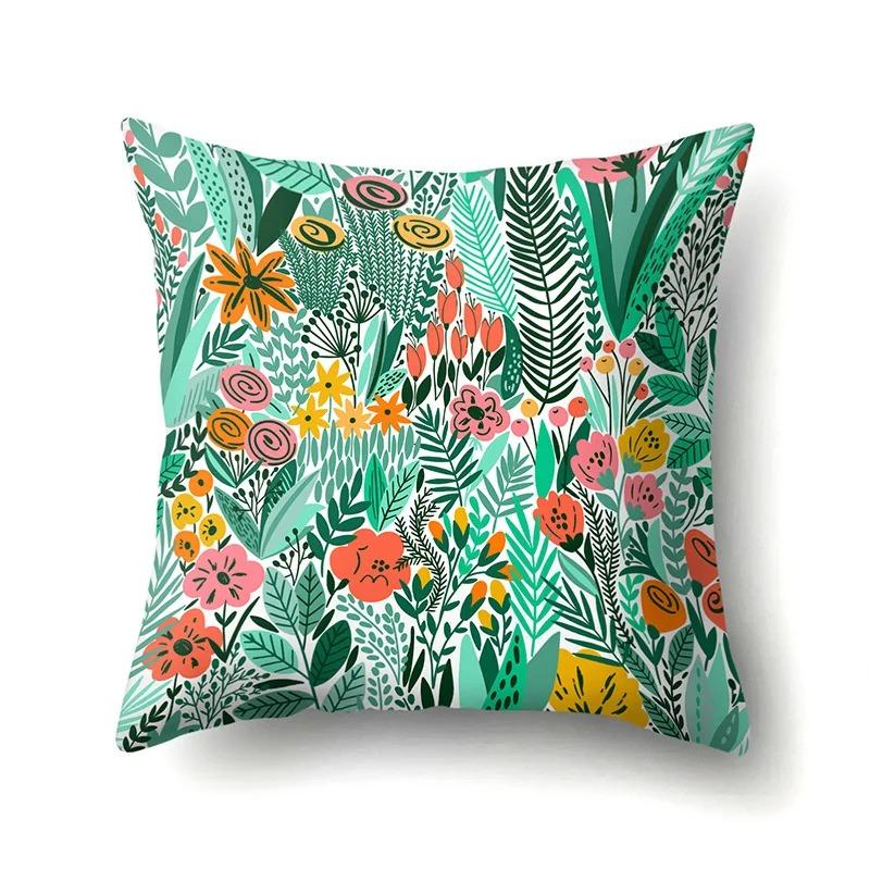 Home Bedroom Living Room Sofa Decoration Tropical Plant Rainbow Leaf Print Pattern Cushion Pillowcase