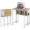 63 Cm Drop Leaf Writing Work Desk - Natural Wood Finish