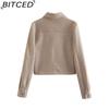 BITCED Spring/Autumn Women's Streetwear Casual Tweed Shirt Wool Coat Top