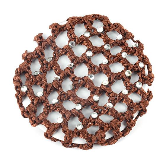 Copri chignon da donna, retina per capelli, danza classica, pattinaggio, strass, uncinetto