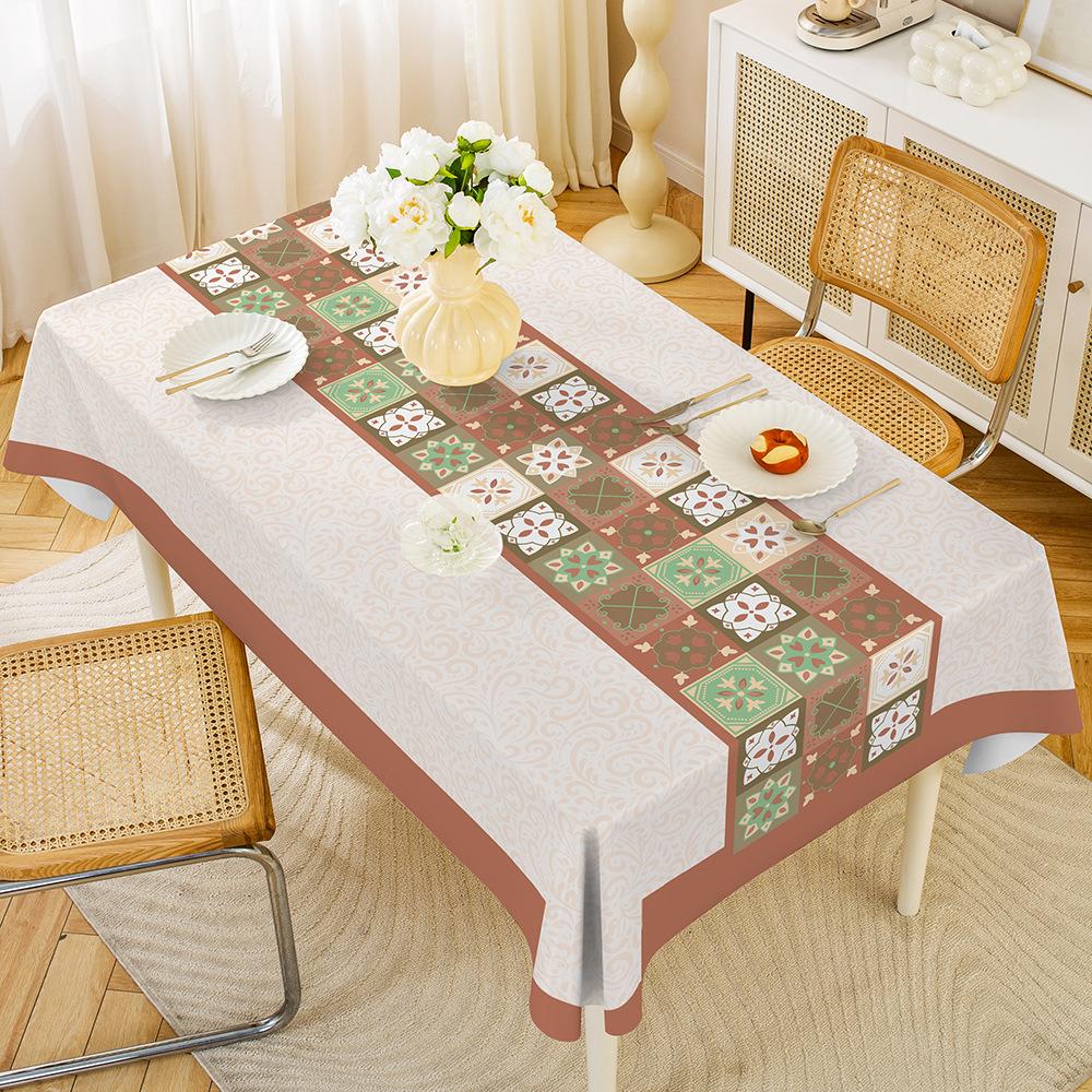 1PC Modern Simple PVC Dining Table Cloth Waterproof Oil-proof Anti-scalding Leave-in Table Cloth Non-slip Thermal Insulation