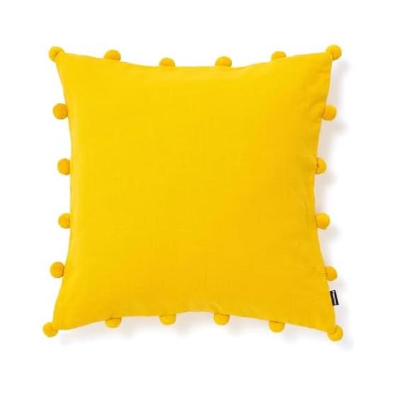 Francfranc Pom Pom Edge Cushion Cover 45cm x 45cm Yellow (005)