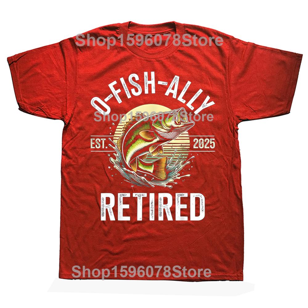 Vintage O Fish Ally Retired 2025 Fisherman Fishing Retirement T Shirt Men Humor Oversized Cotton Casual Streetwear Tshirts S