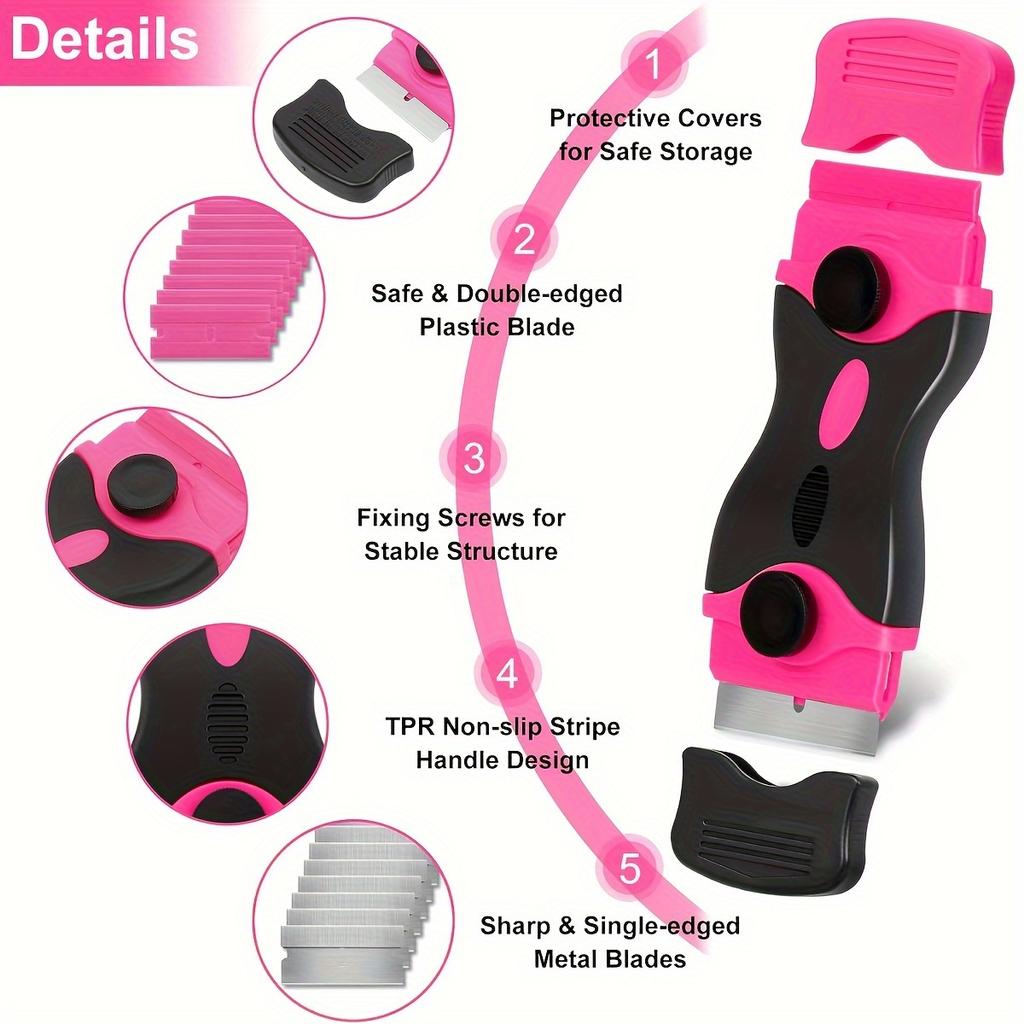 One Set, Adhesive Removal Scraper,glass Scraper,1 Double-headed Scraper + 10 Metal Blades + 10 Plastic Blades,scraper Tool,used for Windows,cleaning