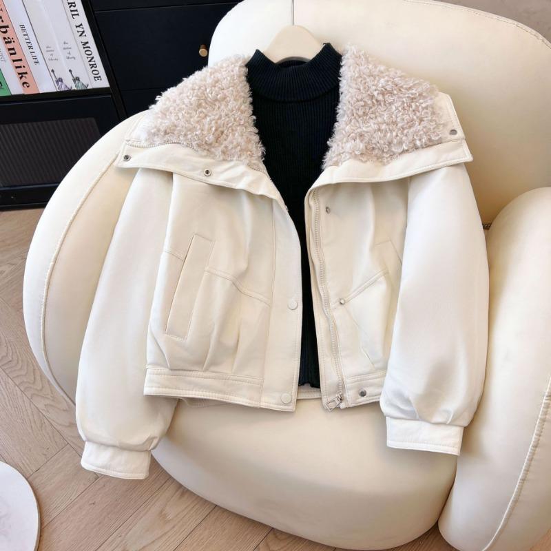 Women S Thick Loose Cotton Coat With Faux Fur Collar