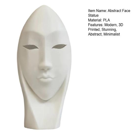 Abstract Face Art Desk Statue 3D Printed Minimalist Modern Face Sculpture for Home Office Desktop Shelf Mantel TV Stand Decor